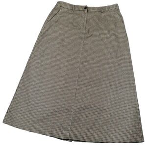 L.L. Bean Brown Houndstooth Straight Skirt Women Size 10 Lined 100% Cotton
